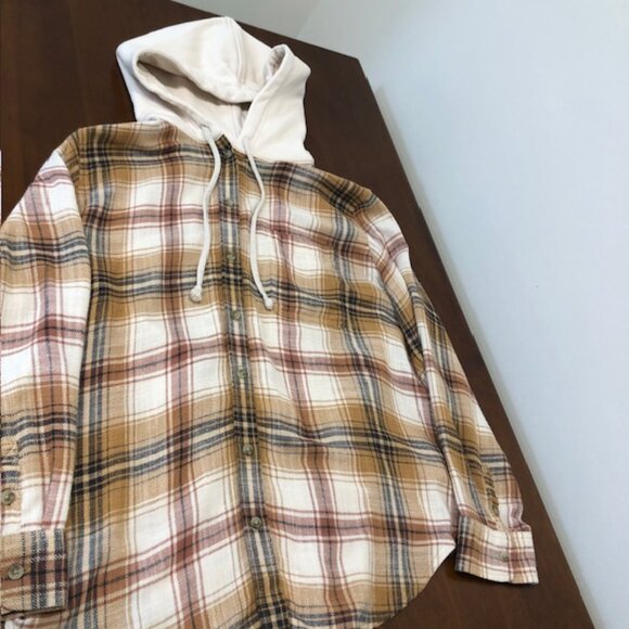American Eagle Plaid Button Down Hoodie Size M - Picture 6 of 16